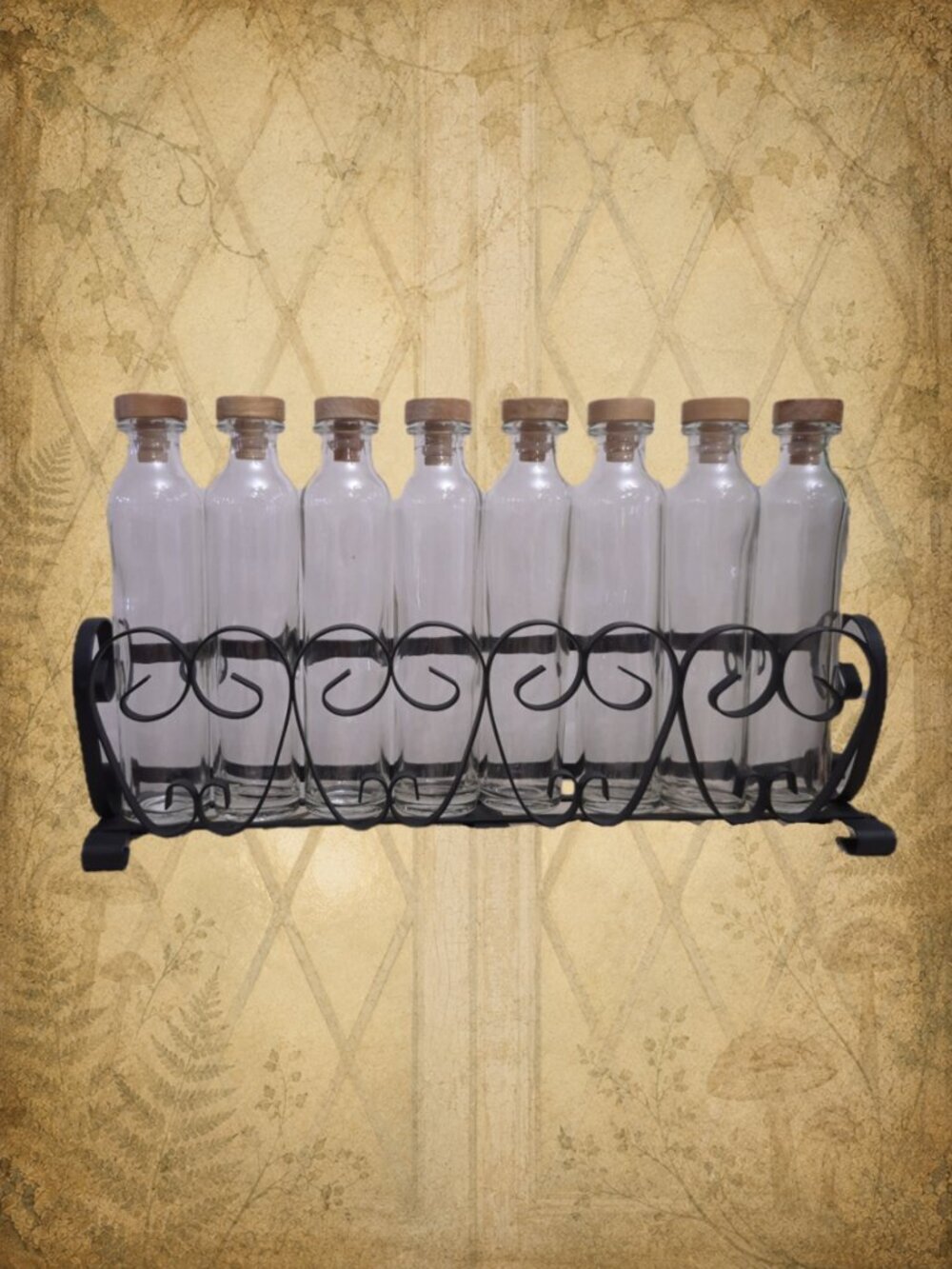 Beyond Midnight 🦉🧚‍♂️ Apothecary Spice Rack with 8 Glass Bottles - Picture 3 of 13